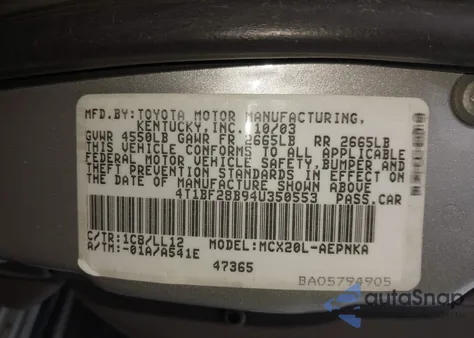 2004 Toyota Avalon Xl from USA, damaged, VIN 4T1BF28B94U350553